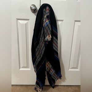 Plaid Black and Blue Blanket Scarf